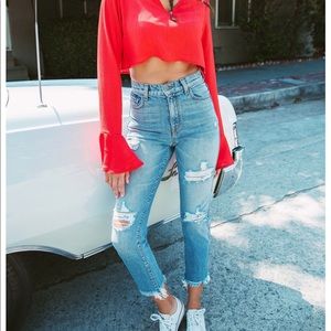 REVICE denim high waisted distressed jeans